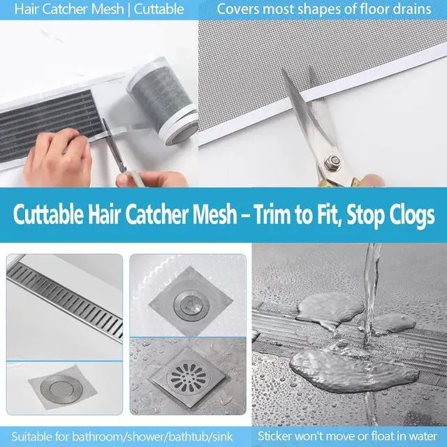 Alt view image 5 of 7 - 2 PCS Linear Shower Drain Hair Catcher,3.5" X33FT