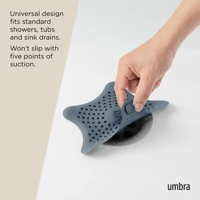 Alt view image 5 of 6 - Starfish Hair Catcher, Fun Drain Cover Fits Most Standard Tub and Shower Drains, 6" Diameter, Slate Blue