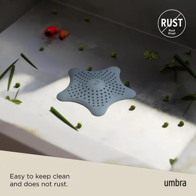 Alt view image 6 of 6 - Starfish Hair Catcher, Fun Drain Cover Fits Most Standard Tub and Shower Drains, 6" Diameter, Slate Blue