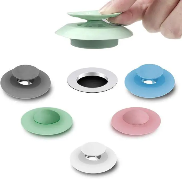Main image of Bathtub Drain Stopper - 5 Pack Silicone Tub Stopper and Hair Catcher, Shower Drain Cover Strainer, Easy Install and Clean, Protects Bathroom and Kitchen Drains from Hair and Debris