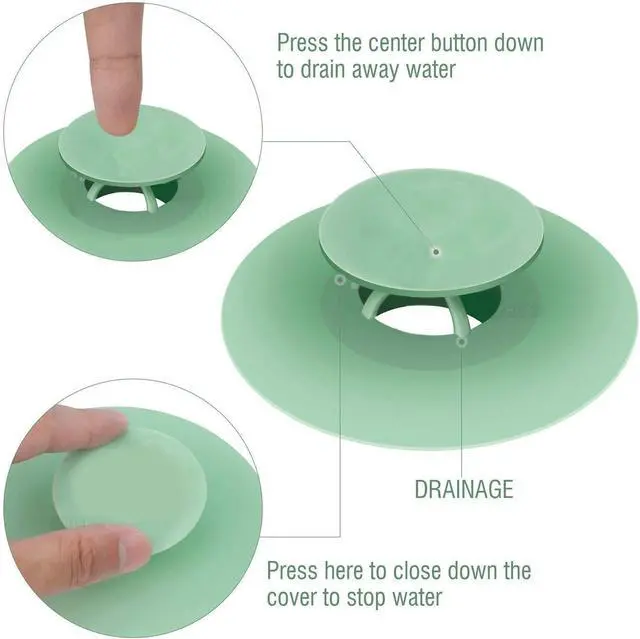 Alt view image 3 of 5 - Bathtub Drain Stopper - 5 Pack Silicone Tub Stopper and Hair Catcher, Shower Drain Cover Strainer, Easy Install and Clean, Protects Bathroom and Kitchen Drains from Hair and Debris