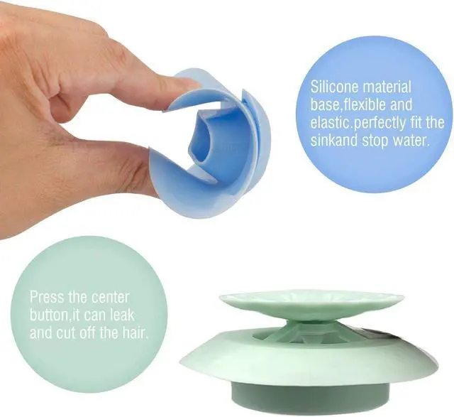 Alt view image 4 of 5 - Bathtub Drain Stopper - 5 Pack Silicone Tub Stopper and Hair Catcher, Shower Drain Cover Strainer, Easy Install and Clean, Protects Bathroom and Kitchen Drains from Hair and Debris