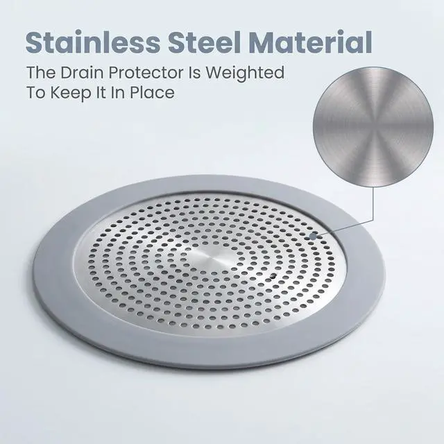Alt view image 3 of 7 - Flat Shower Drain Hair Catcher 5.7in Wide Round Hairs Stopper