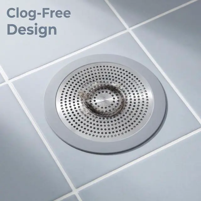 Alt view image 4 of 7 - Flat Shower Drain Hair Catcher 5.7in Wide Round Hairs Stopper