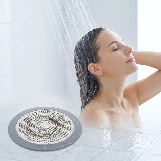 Alt view image 6 of 7 - Flat Shower Drain Hair Catcher 5.7in Wide Round Hairs Stopper