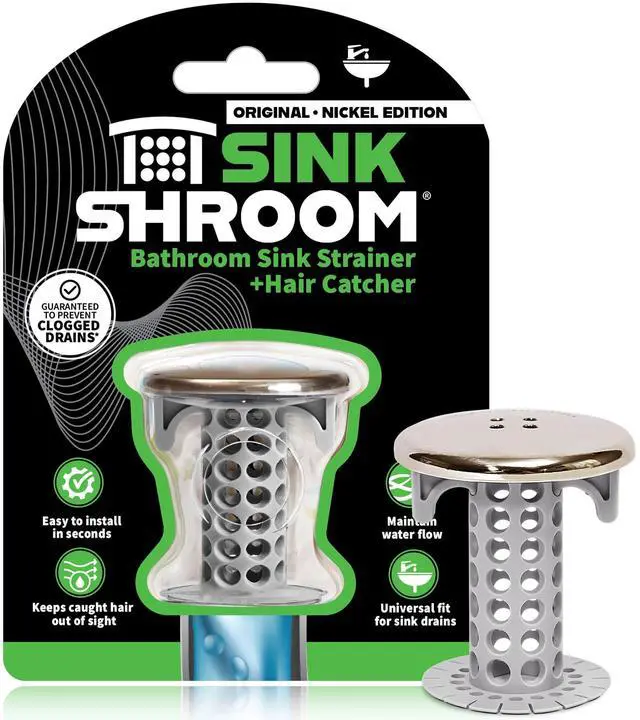 Main image of Revolutionary Bathroom Sink Drain Protector Hair Catcher, Strainer, Snare, Nickel Edition