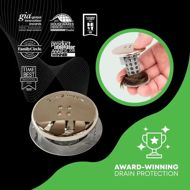 Alt view image 5 of 7 - Revolutionary Bathroom Sink Drain Protector Hair Catcher, Strainer, Snare, Nickel Edition