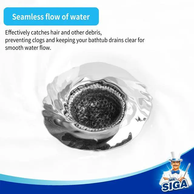 Alt view image 4 of 7 - Bathtub Drain Strainer, Stainless Steel Shower Bathtub Drain Hair Catcher, Bathroom Sink Drain Strainer, 3 Pack