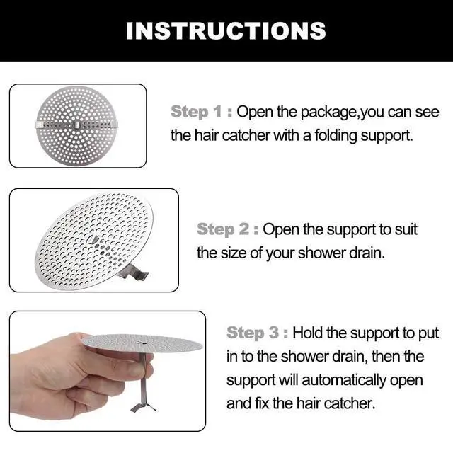 Alt view image 5 of 7 - Hair Catcher Shower Drain - Stainless Steel Drain Hair Catcher Bathtub Strainer with Stand for Regular Drains