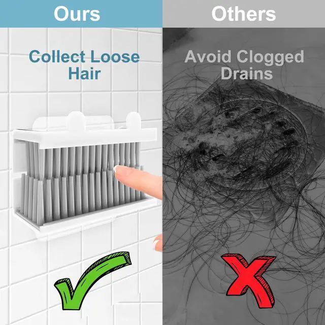 Alt view image 2 of 6 - Hair Catcher, Reusable Shower Wall Hair Collector Hair Trap for Drain Protector, Silicone Hair Catcher for Bathroom Bathtub