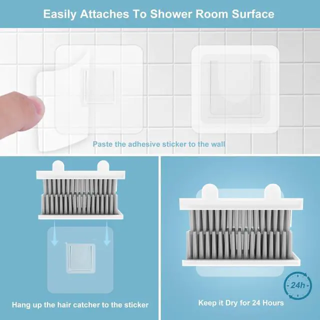 Alt view image 5 of 6 - Hair Catcher, Reusable Shower Wall Hair Collector Hair Trap for Drain Protector, Silicone Hair Catcher for Bathroom Bathtub
