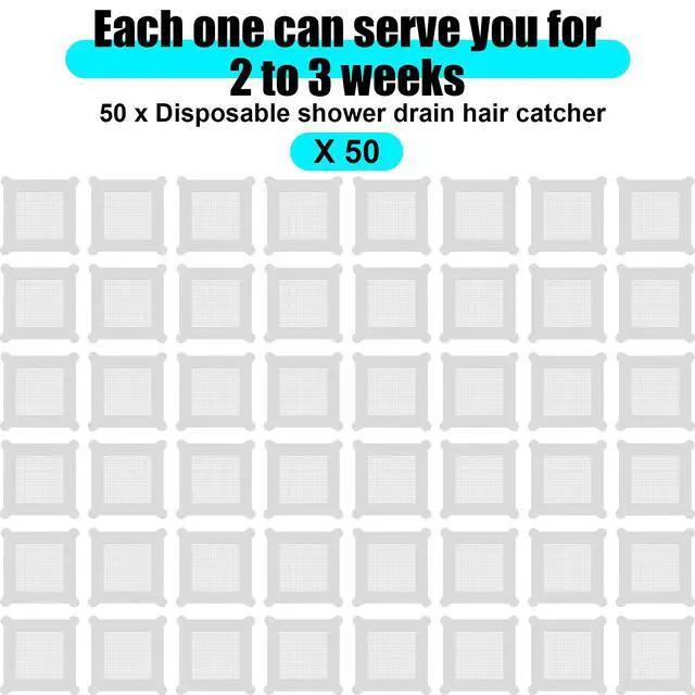 Alt view image 7 of 7 - 50 Pcs 5.7 Inch Disposable Hair Catcher Shower Drain Stickers Square Mesh Shower Drain Catcher Cover Stickers Bathtub Stopper Decals with 5 mm Holes for Bathroom Kitchen Sink Filter Accessories