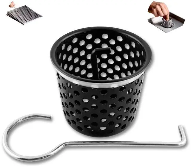 Main image of Shower Drain Strainer for Oatey Designline Shower Drain, Linear and Square with Shower Drain Key for Drain Grate Removal, Matte Black