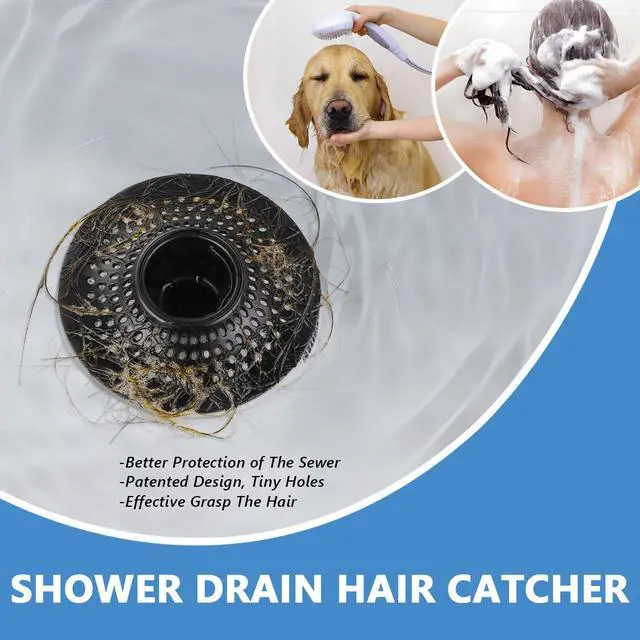Alt view image 5 of 6 - Drain Hair Catcher Tub Drain Protector, Stainless Steel Bathtub Shower Drain Hair Stopper Strainer Trap for Shower Bathroom Sink to Catch Hair (Black)