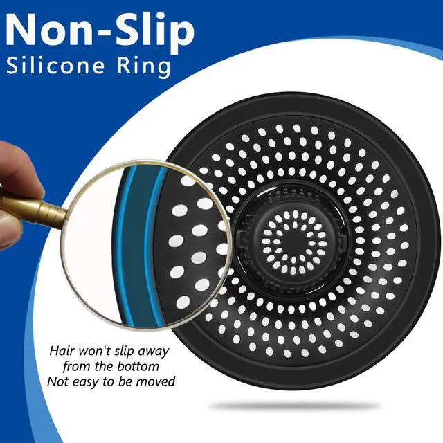 Alt view image 4 of 6 - Drain Hair Catcher Tub Drain Protector, Stainless Steel Bathtub Shower Drain Hair Stopper Strainer Trap for Shower Bathroom Sink to Catch Hair (Black)