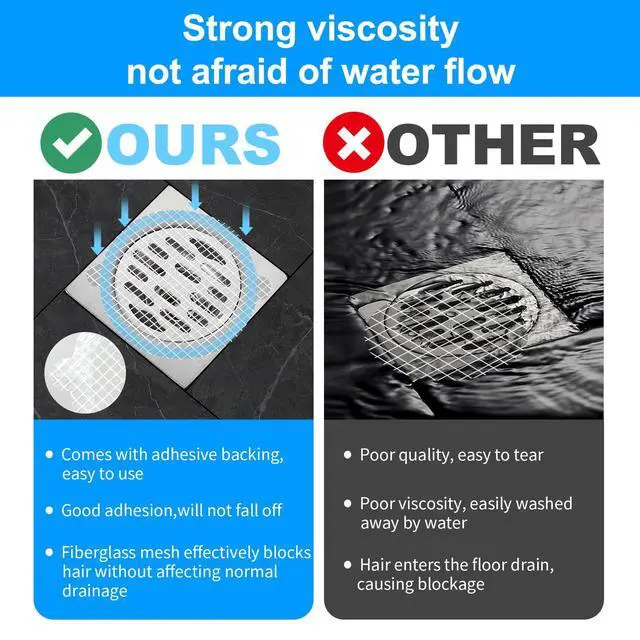 Alt view image 3 of 7 - 50pcs Disposable Shower Drain Hair Catcher Hair Trap for Shower Drain Mesh Stickers Shower Strainer for Bathroom Tub Kitchen Sink Shower Drain Cover Hair Stopper