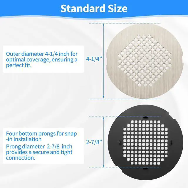 Alt view image 2 of 6 - Shower Drain Cover, Drain Hair Catcher Snap-in Replacement Strainer