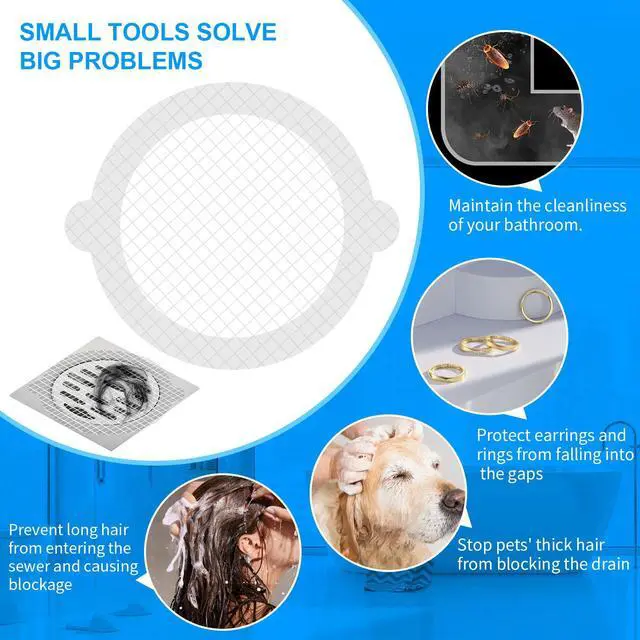 Alt view image 5 of 7 - 50pcs Disposable Shower Drain Hair Catcher Hair Trap for Shower Drain Mesh Stickers Shower Strainer for Bathroom Tub Kitchen Sink Shower Drain Cover Hair Stopper