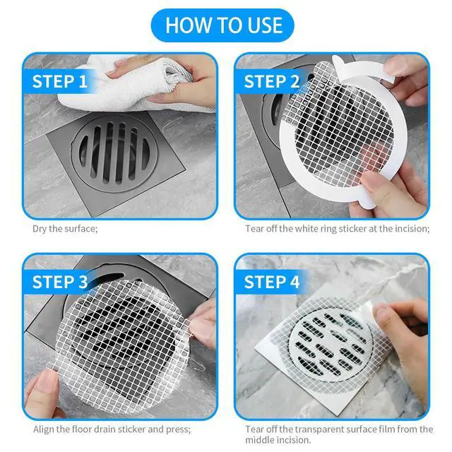 Alt view image 6 of 7 - 50pcs Disposable Shower Drain Hair Catcher Hair Trap for Shower Drain Mesh Stickers Shower Strainer for Bathroom Tub Kitchen Sink Shower Drain Cover Hair Stopper