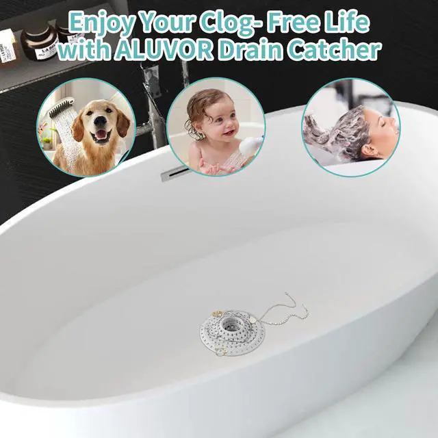 Alt view image 2 of 6 - Bathtub Drain Hair Catcher,Silicone Tub Hair Catcher Drain Protector