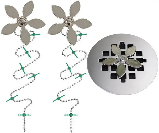 Main image of Shower Drain Hair Catcher Disposable Bathroom Hair Trap, Easy to Install in Shower Drain Cover, Helps Prevent Clogs As Seen on Shark Tank Silver Flower (2-Pack)