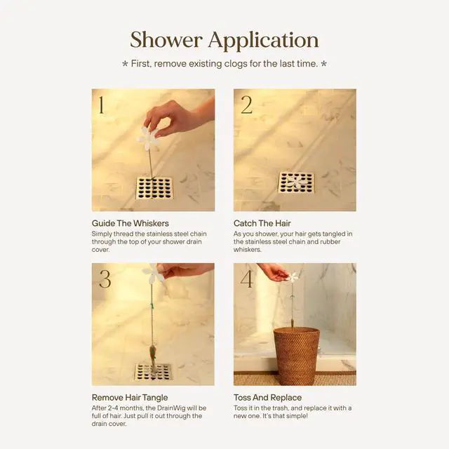 Alt view image 4 of 7 - Shower Drain Hair Catcher Disposable Bathroom Hair Trap, Easy to Install in Shower Drain Cover, Helps Prevent Clogs As Seen on Shark Tank Silver Flower (2-Pack)