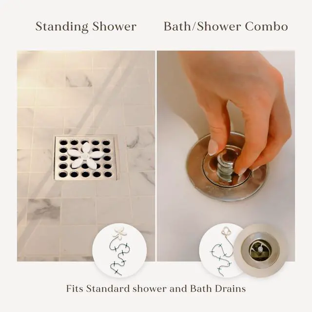 Alt view image 6 of 7 - Shower Drain Hair Catcher Disposable Bathroom Hair Trap, Easy to Install in Shower Drain Cover, Helps Prevent Clogs As Seen on Shark Tank Silver Flower (2-Pack)