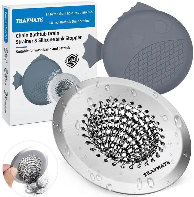 Main image of Shower Drain Hair Catcher, 2.8" Fast Drainage Bathtub Stopper Drain Strainer Kit, Stainless Steel Shower Drain Cover, Bathtub Drain Protector for Sinks & Tubs (Patented Product)