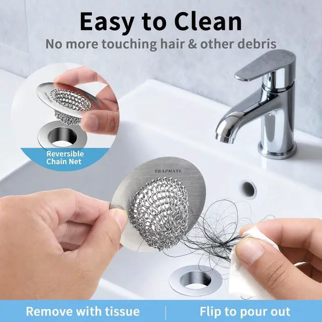 Alt view image 6 of 7 - Shower Drain Hair Catcher, 2.8" Fast Drainage Bathtub Stopper Drain Strainer Kit, Stainless Steel Shower Drain Cover, Bathtub Drain Protector for Sinks & Tubs (Patented Product)