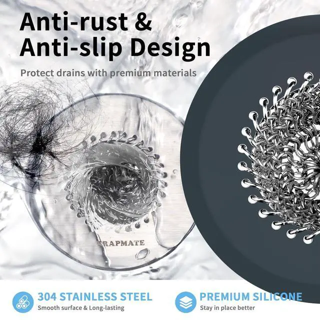 Alt view image 5 of 7 - Shower Drain Hair Catcher, 2.8" Fast Drainage Bathtub Stopper Drain Strainer Kit, Stainless Steel Shower Drain Cover, Bathtub Drain Protector for Sinks & Tubs (Patented Product)