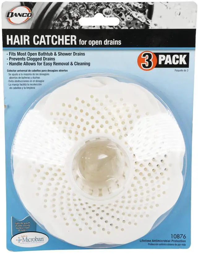 Alt view image 6 of 6 - Bathtub Drain Hair Catcher with in-Drain Basket and Strainer Pegs, fits 1.25 Tub Drains, White, 3-Pack, (10876)