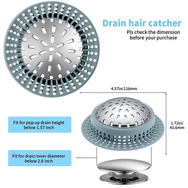 Alt view image 2 of 6 - Bathtub Drain Hair Catcher Shower Drain Cover Sink Drain Protector