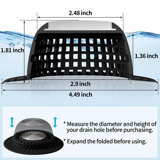 Alt view image 4 of 6 - Shower Drain Hair Catcher Bathtub Drain Cover Sink Drain Protector