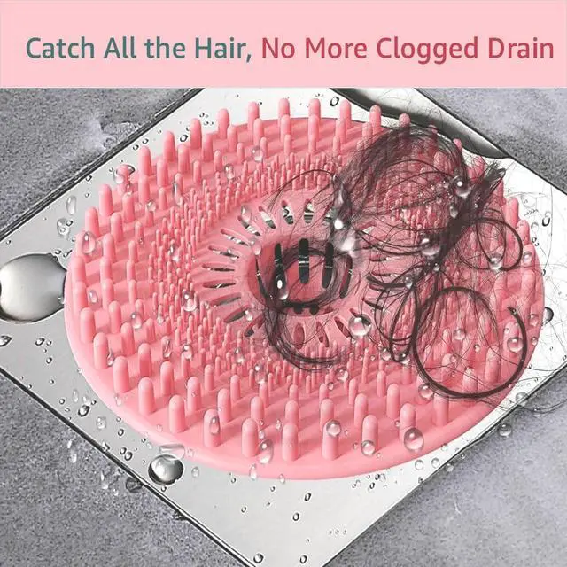Alt view image 2 of 7 - Silicone Hair Catcher for Shower Drain & Bathtub 3 Pack (Grey/Blue/Pink), Anti-Clog Drain Strainer with Strong Suction, Easy Install, for Bathroom, Kitchen & Pet Hair (Patented)