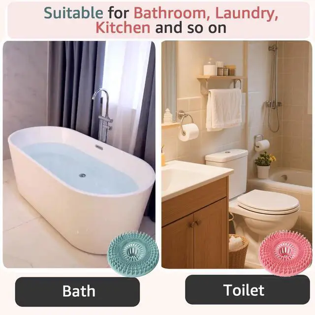 Alt view image 5 of 7 - Silicone Hair Catcher for Shower Drain & Bathtub 3 Pack (Grey/Blue/Pink), Anti-Clog Drain Strainer with Strong Suction, Easy Install, for Bathroom, Kitchen & Pet Hair (Patented)