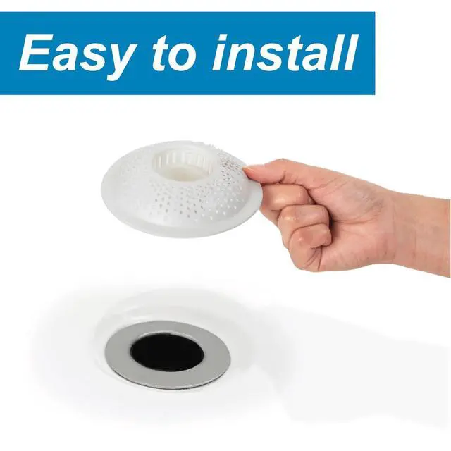 Alt view image 7 of 7 - Hairstopper Drain Cover Hair Catcher for Shower and Bathtub, Protects Against Clogs Without Blocking Water Flow, White, 3 Pack