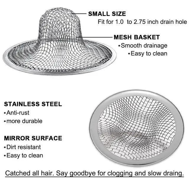 Alt view image 3 of 7 - 2PCS Tub Drain Hair Catcher - 2.75 inch Shower Drain Mesh Strainer, Stainless Steel Shower Bathtub Drain Cover, Bathroom Sink Strainer Filter Basket for Bathroom Sink, Wash Basin Floor Drain