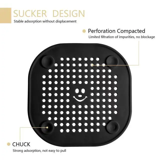 Alt view image 5 of 7 - 2 Pack Drain Hair Catcher Silicone Bathroom Accessories Shower Drain Protector Sink Drain Strainer Hair Stopper for Shower Kitchen Bathroom Tub Grey