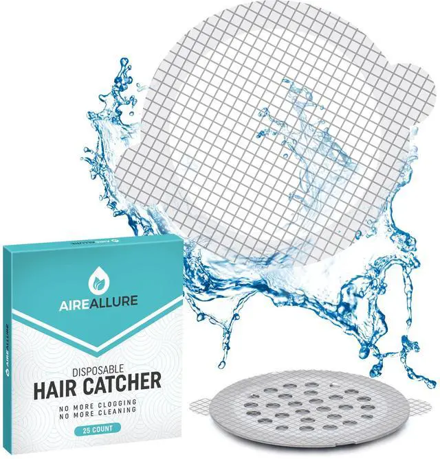Main image of 25 Pack Disposable Shower Drain Hair Catcher Mesh Stickers - Peel & Stick Drain Strainers to Prevent Clogs, Strong Waterproof Adhesive, Mess-Free Disposable Drain Covers for Shower & Bathtub