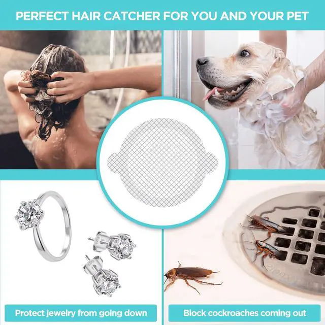 Alt view image 3 of 7 - 25 Pack Disposable Shower Drain Hair Catcher Mesh Stickers - Peel & Stick Drain Strainers to Prevent Clogs, Strong Waterproof Adhesive, Mess-Free Disposable Drain Covers for Shower & Bathtub
