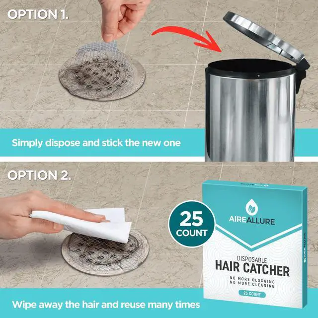 Alt view image 6 of 7 - 25 Pack Disposable Shower Drain Hair Catcher Mesh Stickers - Peel & Stick Drain Strainers to Prevent Clogs, Strong Waterproof Adhesive, Mess-Free Disposable Drain Covers for Shower & Bathtub