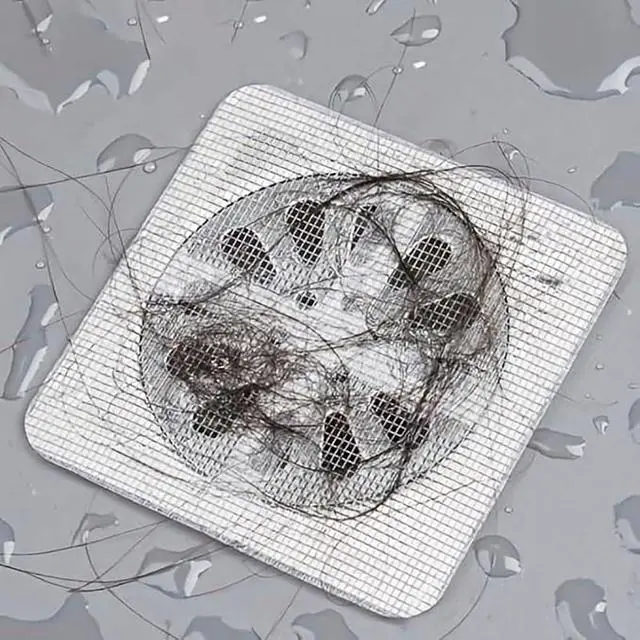 Alt view image 3 of 7 - 20 Pcs Disposable Shower Drain Hair Catcher Mesh Stickers, Bathroom Drain Trap Fine Mesh Kitchen Drain Strainer, Fits Dishwasher, Microwave, Freezer, Refrigerator