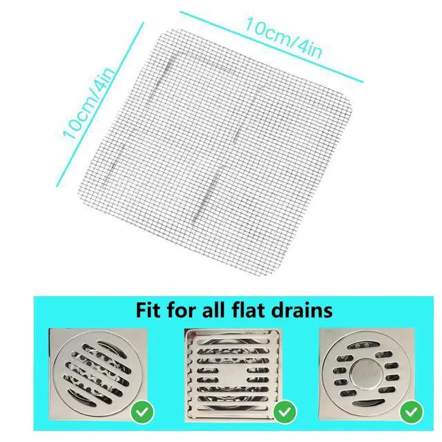 Alt view image 2 of 7 - 20 Pcs Disposable Shower Drain Hair Catcher Mesh Stickers, Bathroom Drain Trap Fine Mesh Kitchen Drain Strainer, Fits Dishwasher, Microwave, Freezer, Refrigerator