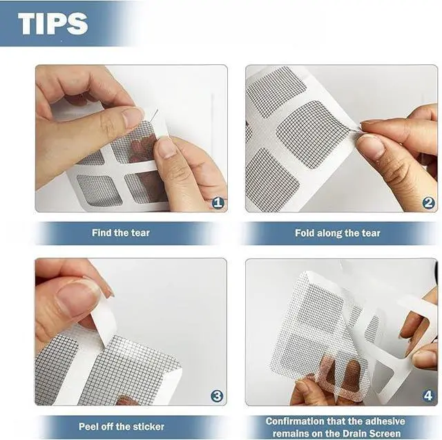 Alt view image 7 of 7 - 20 Pcs Disposable Shower Drain Hair Catcher Mesh Stickers, Bathroom Drain Trap Fine Mesh Kitchen Drain Strainer, Fits Dishwasher, Microwave, Freezer, Refrigerator