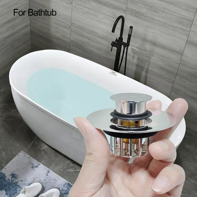 Alt view image 4 of 7 - Tub Stopper | Shower Drain Hair Catcher | Pop-up Drain Stopper with Strainer | Bathroom Bathtub Plug | Drain Protector for 1-1/2 to 1-3/4" Bath Drain Hole