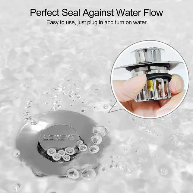 Alt view image 6 of 7 - Tub Stopper | Shower Drain Hair Catcher | Pop-up Drain Stopper with Strainer | Bathroom Bathtub Plug | Drain Protector for 1-1/2 to 1-3/4" Bath Drain Hole