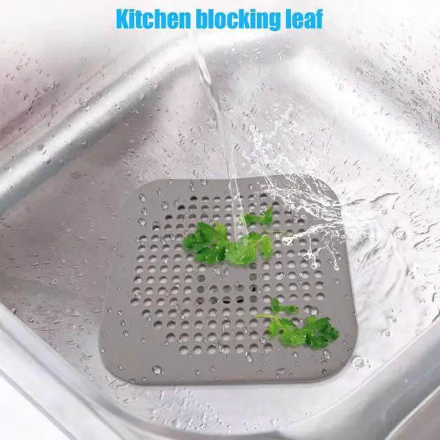 Alt view image 6 of 7 - Square Drain Cover for Shower 5.7-inch TPR Drain Hair Catcher Flat Silicone Plug for Bathroom and Kitchen Filter Shower Drain Protection Flat Strainer Stopper with Suction Cups 2 Pack (Grey)