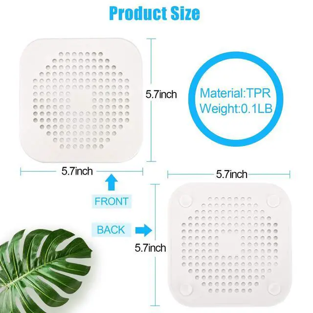 Alt view image 2 of 7 - Square Drain Cover for Shower 5.7-inch TPR Drain Hair Catcher Flat Silicone Plug for Bathroom and Kitchen Filter Shower Drain Protection Flat Strainer Stopper with Suction Cups 2 Pack (Grey)