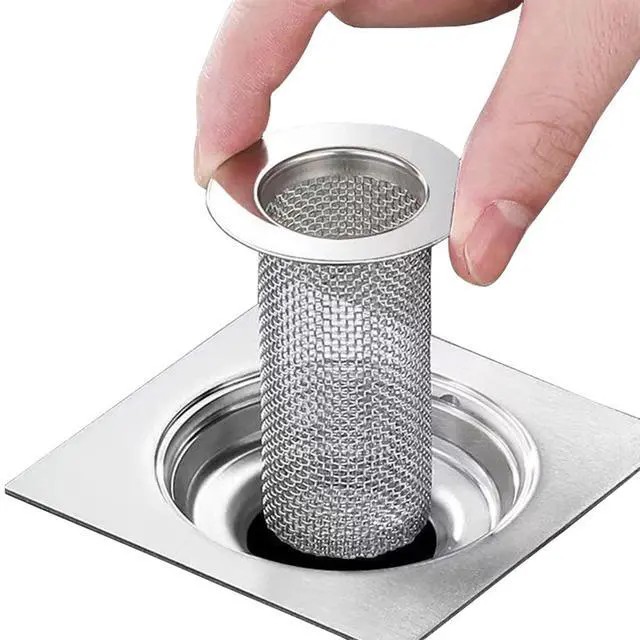 Main image of Bathroom Sink Drain Strainer Stainless Steel, 2 Pack Floor Drain Filter Mesh Basket Filter Hair Trap Anti-Clog Slag Strainer - Large Wide Rim 2.16" Diameter
