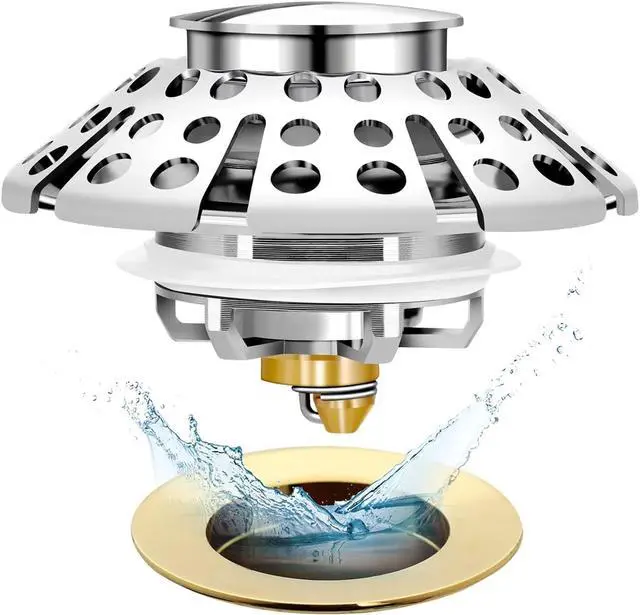 Alt view image 7 of 7 - Bathtub Drain Stopper, Pop Up Tub Stopper with Hair Catcher, Bathtub Plug and Cover with Strainer, Universal for 1.5 to 1.8in Tub Drain